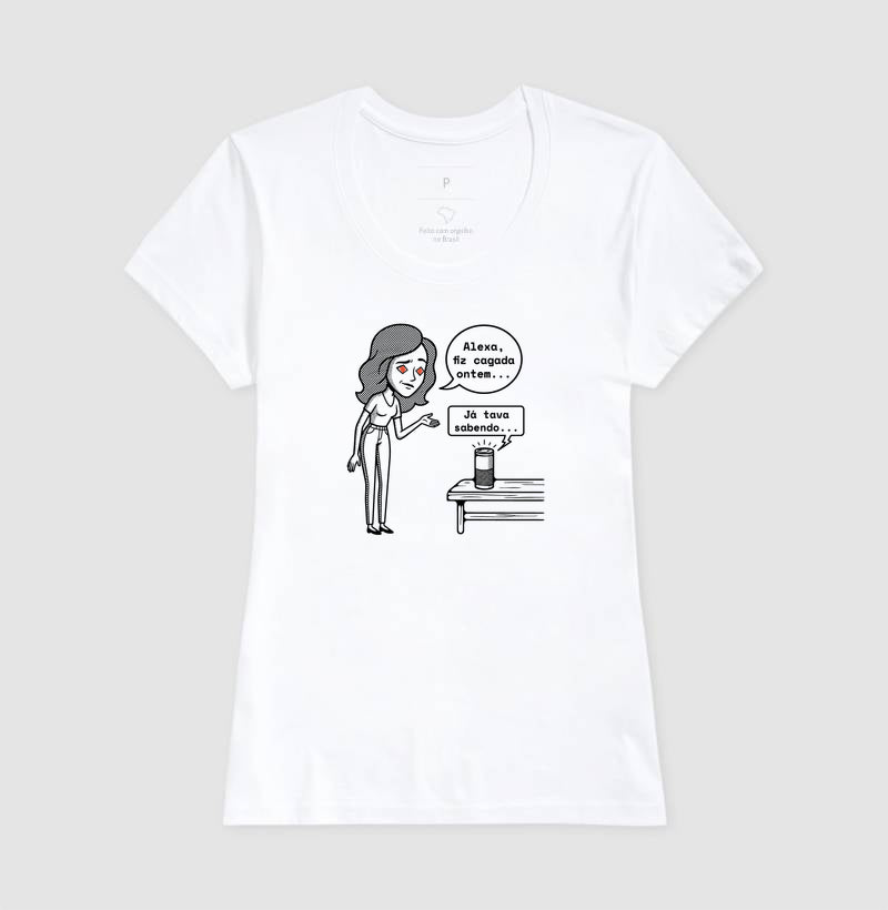 Camiseta Baby Look Branca - Confissão Virtual | Exallaxe