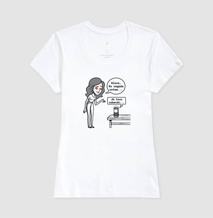 Camiseta Baby Look Branca - Confissão Virtual | Exallaxe