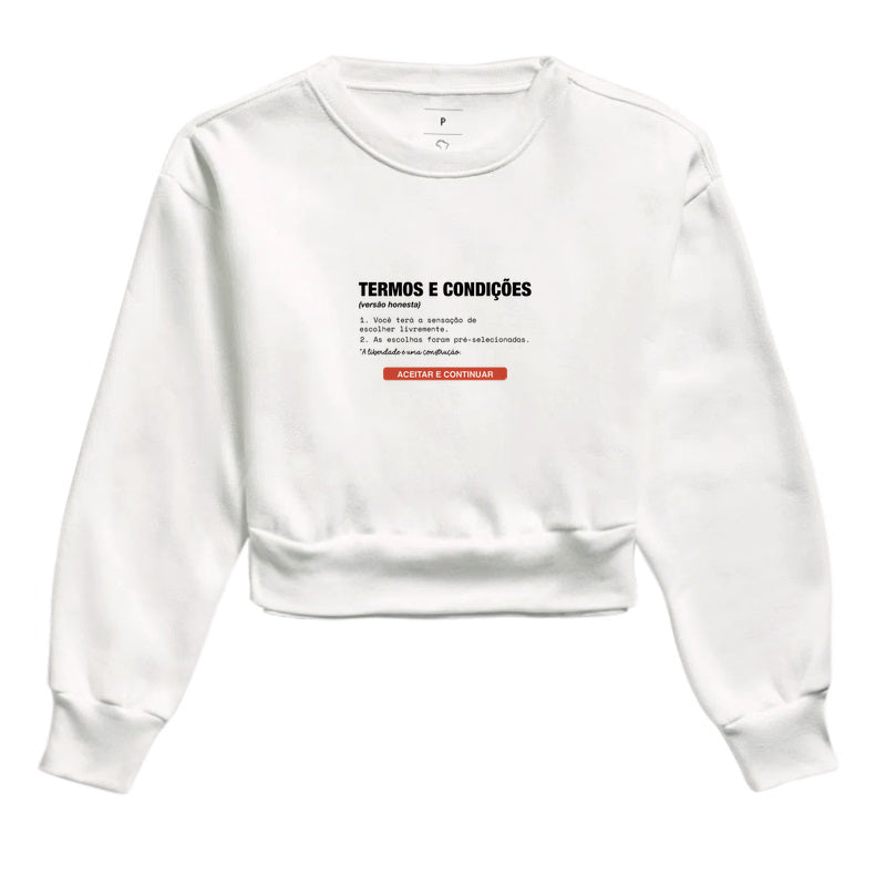 Moletom Cropped Branco - Default Honesto | Exallaxe