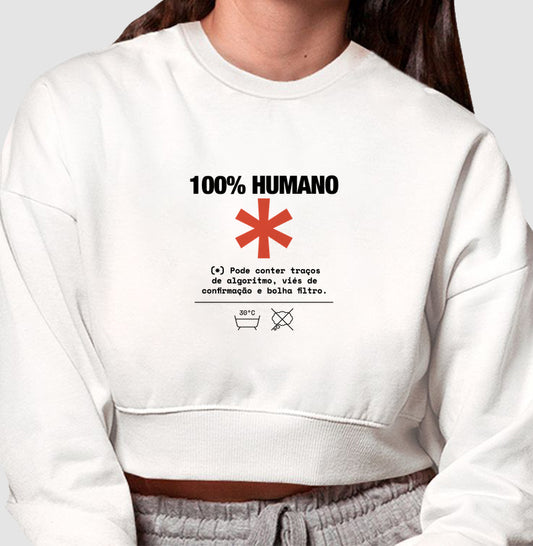 Moletom Cropped Branco - Decomposition Label | Exallaxe