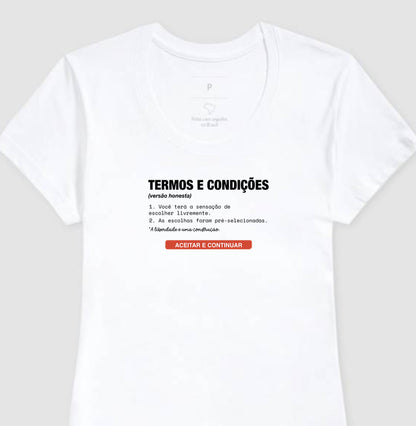 Camiseta Baby Look Branca - Default Honesto | Exallaxe