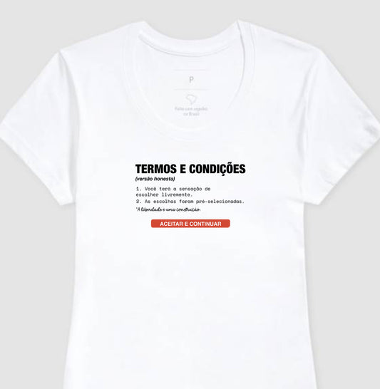 Camiseta Baby Look Branca - Default Honesto | Exallaxe
