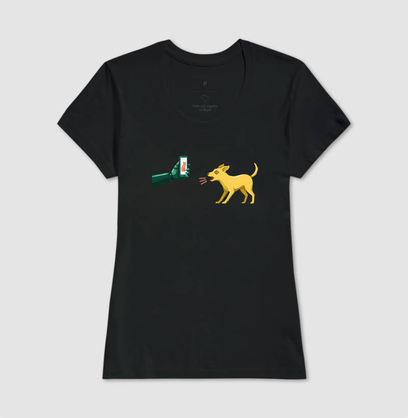 Camiseta Baby Look Preta - Pixel Instinto | Exallaxe