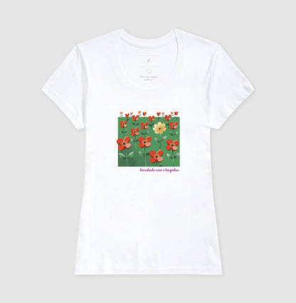 Camiseta Baby Look Branca - Padrão Sincopático | Exallaxe