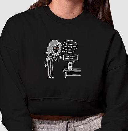 Moletom Cropped Preto - Confissão Virtual | Exallaxe