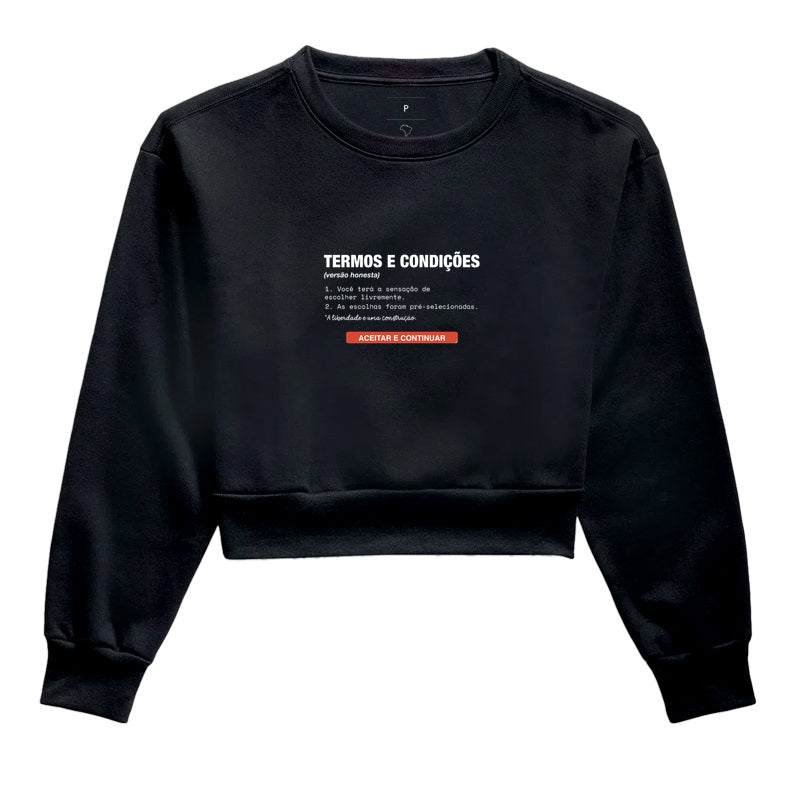 Moletom Cropped Preto - Default Honesto | Exallaxe