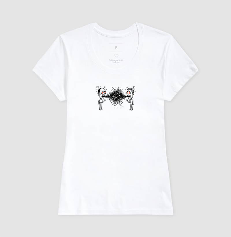 Camiseta Baby Look Branca - Eloquência Muda | Exallaxe