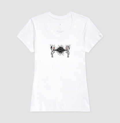 Camiseta Baby Look Branca - Eloquência Muda | Exallaxe