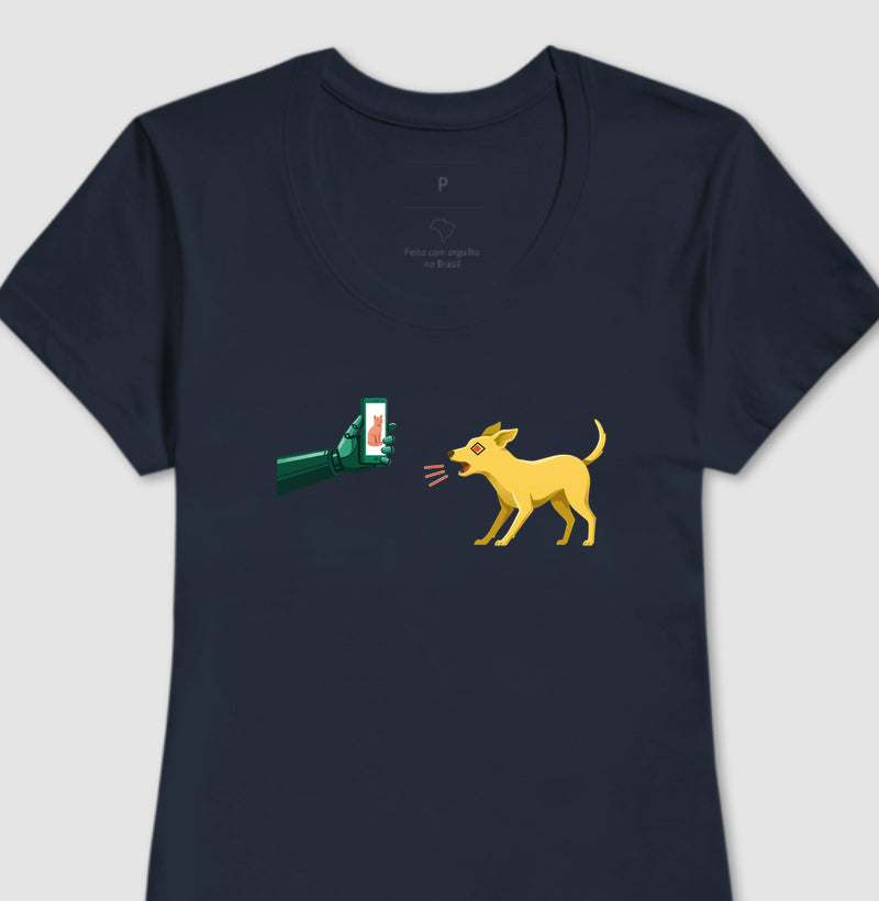 Camiseta Baby Look Azul - Pixel Instinto | Exallaxe