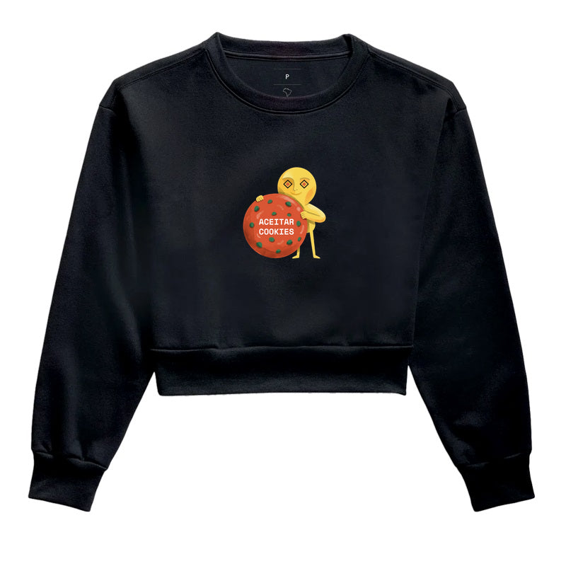 Moletom Cropped Preto - Candy Click | Exallaxe