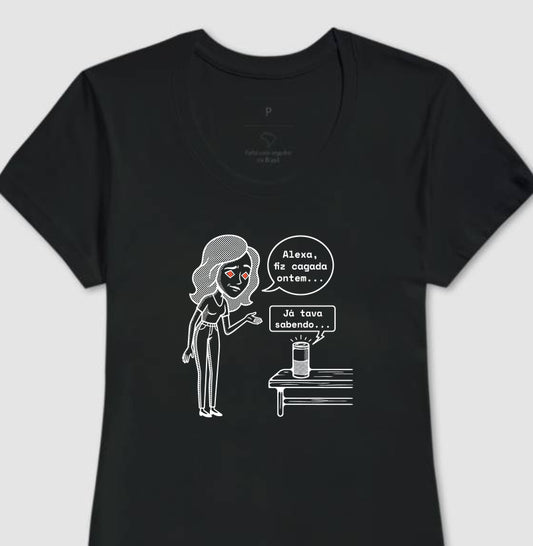 Camiseta Baby Look Preta - Confissão Virtual | Exallaxe
